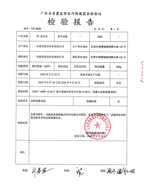 China Dong Guan Hendar Cloth Co., Ltd Certificações